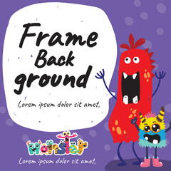 Fototapeta premium frame background monster alien cute colorful happy smile vector illustration design character 05
