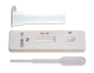 Covid-19 Rapid Antigen test kit isolated on white background, Rapid Antigen test kit on white background With clipping path. © MERCURY studio