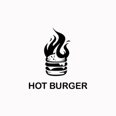 hot Burger vector logo template in line style. Burger simple icon