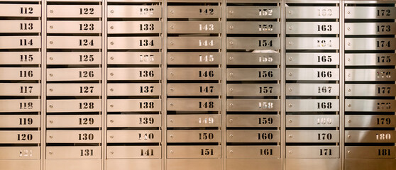 Steel Mailboxes in an apartment residential building
