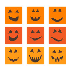 halloween pumpkin face jack-o-lantern on black greeting cards