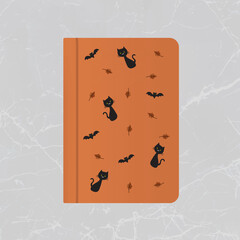 Cute Halloween notebook cover vector template