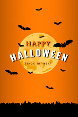 Full moon pattern on orange Halloween background vector