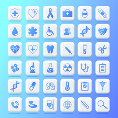 Healthcare health medicine hospital laboratory icon. Health, help, medicine. Icons Web. Logo, Button. 3D Vector Illustrations. Web banner. 