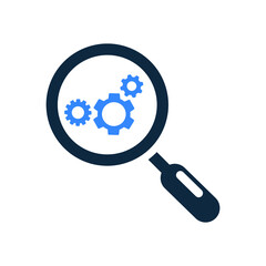 Magnifier, configuration icon. Simple vector design.