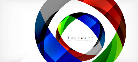 Fototapeta premium Color circle shapes, minimal geometric background. Trendy dynamic composition. Vector Illustration For Wallpaper, Banner, Background, Landing Page