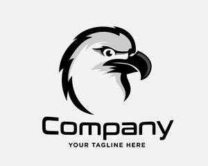 black silhouette head falcon eagle hawk angry bird logo template illustration inspiration