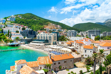 Fototapeta na wymiar Beautiful summer landscape of the Adriatic coast in The Budva Riviera