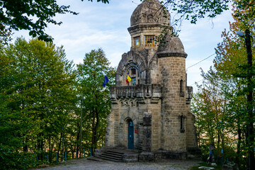An old monument on the way to the Magura Ocnei monastery, Bacau, Romania