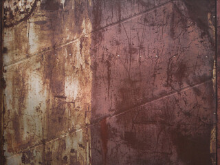 the texture of the old rusty metal is red. Horizontal orientation, no people