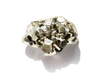 Pyrite gemstone on a white background