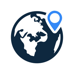 Gaps, navigation, globe, location icon. Simple vector design.