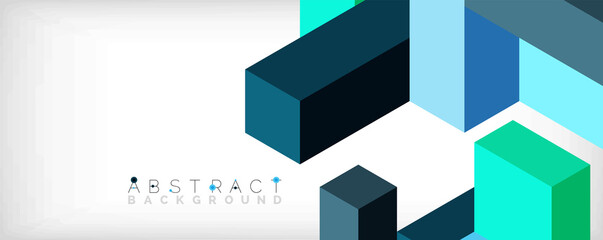 Obraz premium Abstract background. 3d cubes, cubic elements and blocks. Techno or business concept for wallpaper, banner, background, landing page