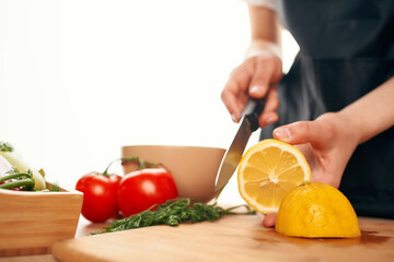 lemon slicing cutting board salad ingredient healthy food vitamins