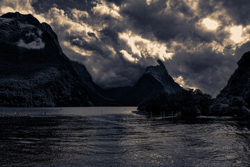 bad weather in a fjord