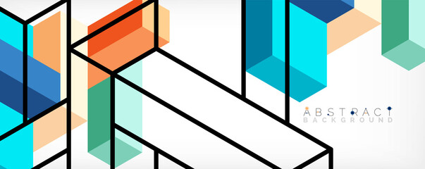 Abstract background. 3d cubes, cubic elements and blocks. Techno or business concept for wallpaper, banner, background, landing page