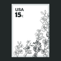 Beautiful floral line art template background