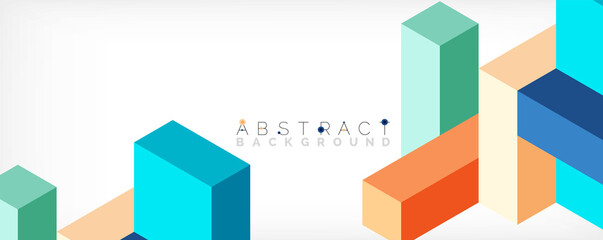 Abstract background. 3d cubes, cubic elements and blocks. Techno or business concept for wallpaper, banner, background, landing page