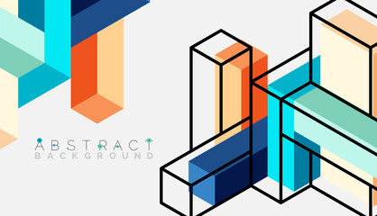 Abstract background. 3d cubes, cubic elements and blocks. Techno or business concept for wallpaper, banner, background, landing page