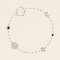 Galaxy decorated minimal line art frame vector © Rawpixel.com