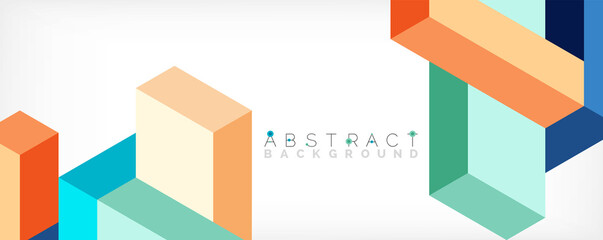 Obraz premium Abstract background. 3d cubes, cubic elements and blocks. Techno or business concept for wallpaper, banner, background, landing page