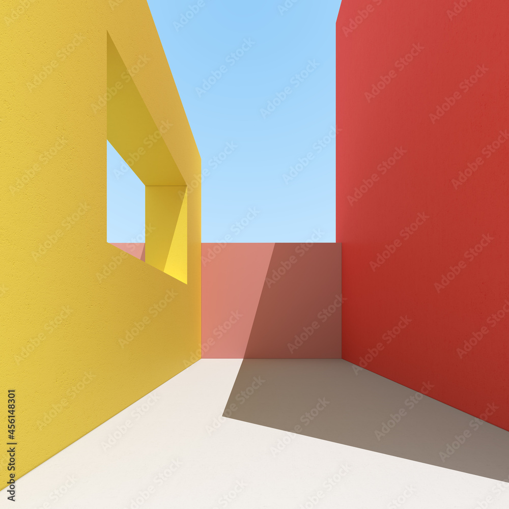 Poster 3d illustration of abstract architecture background, minimal architectural poster.
