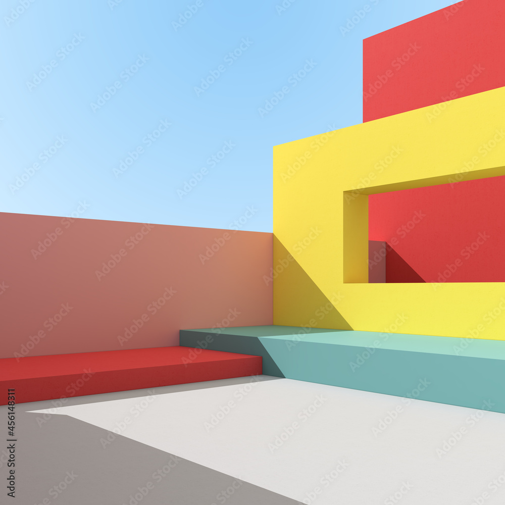Poster 3d illustration of abstract architecture background, minimal architectural poster.