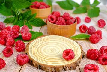Still life footage with raspberries. Background for design.