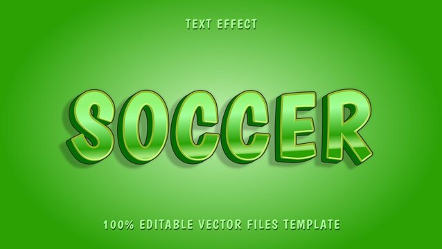 3d Modern Green Word Soccer Fully Editable Text Effect Design Template