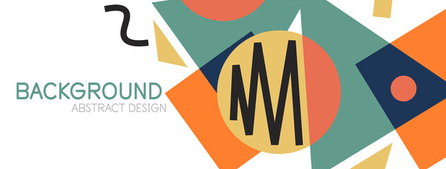 Abstract background. Blocks, lines, triangles, circles composition. Techno or business concept for wallpaper, banner, background, landing page