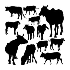 Brown cow animal silhouettes. Good use for symbol, logo, web icon, mascot, sign, or any design you want.