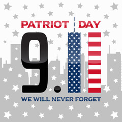 Patriot day background design with twin tower illustration