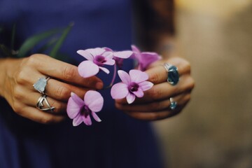 Woman holding flowers