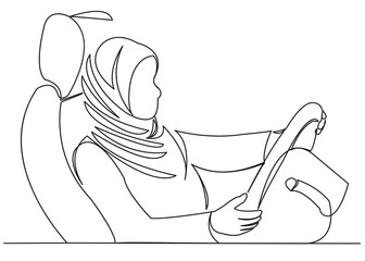 muslim woman driving a car