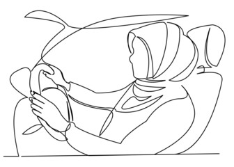 muslim woman driving a car_05