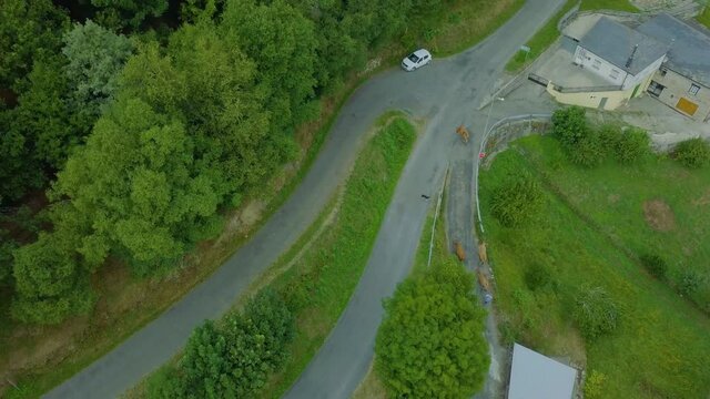 aerial images of a mountain town of medieval origin in the caurel mountains, lugo.camino de santiago