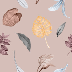 Obraz premium Tropical leaves background design vector