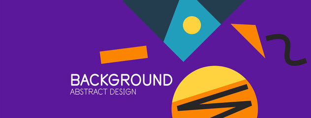 Abstract background. Blocks, lines, triangles, circles composition. Techno or business concept for wallpaper, banner, background, landing page