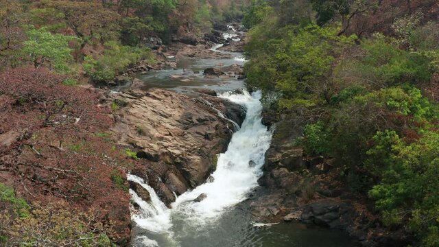 Flying over a waterfall in Bié , Angola on the African continent 2