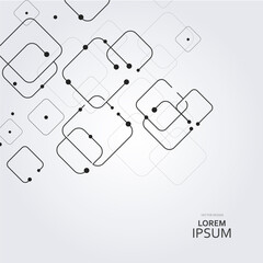 Vector chemistry web connect. Network lines graphic element design. Square concept illustration. Geometric lines and dots. Modern abstract background