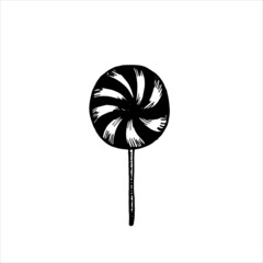 engraving style lollipop hand drawn vector illustration