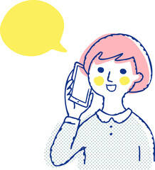 スマートフォンで電話をかけている女性