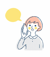 スマートフォンで電話をかけている女性