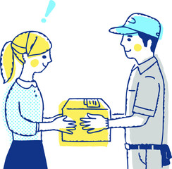 配達員と荷物を受け取る女性