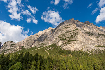 Mountain range of the Pomagagnon (2450 m.), Dolomites, UNESCO world heritage site, Italian Alps, near the small village of Cortina D&rsquo;Ampezzo, tourist resort in Belluno province, Veneto, Italy, Europe.
