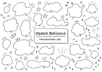 水彩 手書きの吹き出しセット