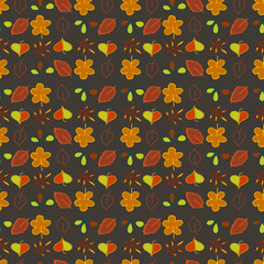 Vector pattern drawing of autumn leaves. For printing on fabric.