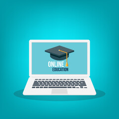 Online learning. Concept of webinar, business online training, education on computer or e-learning concept, video tutorial illustration.	