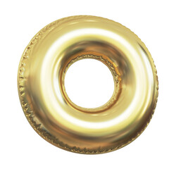 Pink metallic balloon font 3d rendering, letter O