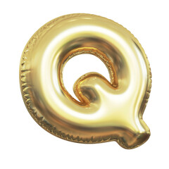 Pink metallic balloon font 3d rendering, letter Q